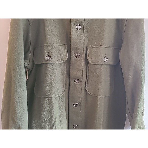 Vintage Olive Green Wool Military Shirt Jacket Size M - Picture 7 of 15